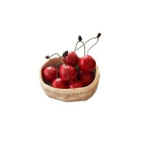 Cedan Italy Vintage Ceramic Bowl of Cherries Figurine Hand Painted Red Fruit
